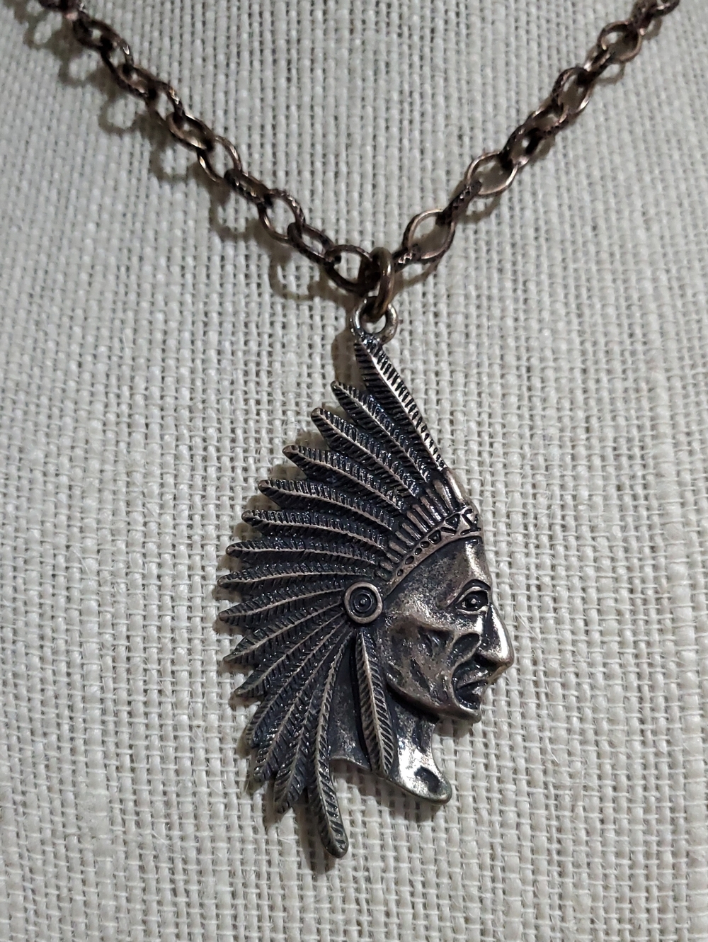 Native American Indian Chief Pendant Necklace Indiginous Tribal Boho Western